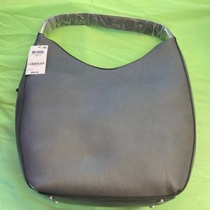 ALFANI ~ Bangle Faux-Leather Hobo ~ gray Shell Silver ~ NWT!